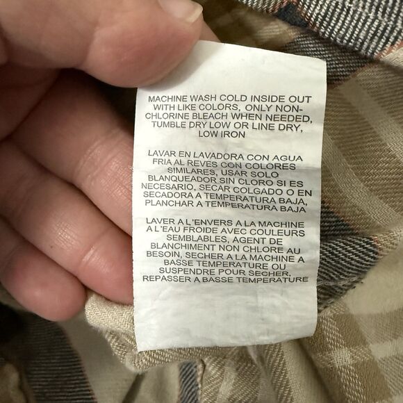 Wrangler Men's Medium Beige Multicolored Button Up Plaid Long Sleeve Shirt - Picture 10 of 10